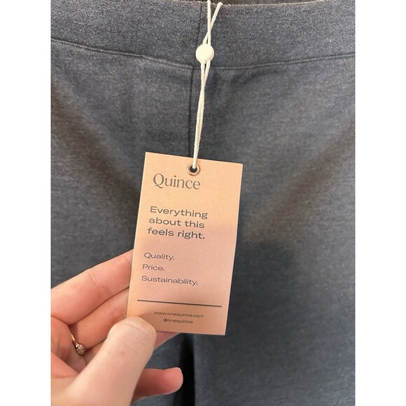 Quince L Ultra Stretch Ponte Knit Straight Leg Pants Gray Pull On Trousers - Picture 6 of 6